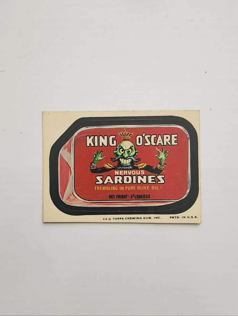 👻1974 Wacky Packages Series 11 - King O'Scare Nervous Sardines collectible 👻✨